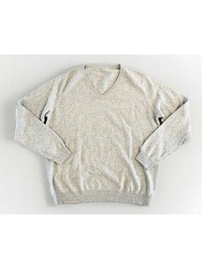 Woolovers Merino Wool Cashmere V Neck Sweater Men’s Large Tan Beige